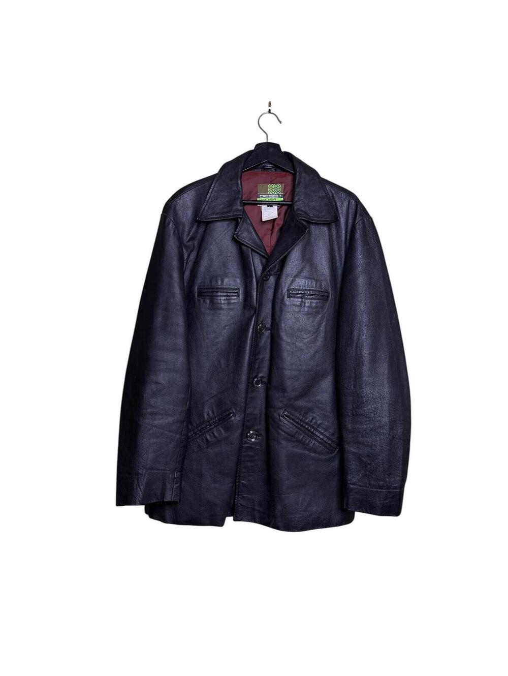 Vintage Diesel Leather Car Coat Black Size L Western Trench
